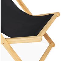 Lot de 2 chaises longues pliantes chilienne bois toile noire - Noir