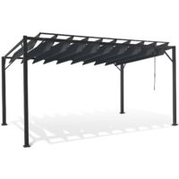 Idmarket – Pergola lames orientables 3x4 M en acier gris anthracite – Tissu 100% polyester 160 gr/m² – Orientation jusqu'à 160° – Résistante aux intempéries