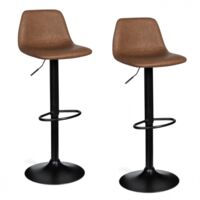 Lot de 2 tabourets de bar TEXAS marron vintage