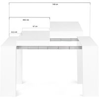 Table console extensible ORLANDO 6 personnes 140 cm bois blanc - Blanc