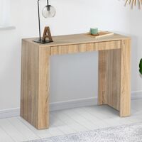 Table console extensible ORLANDO 6 personnes 140 cm bois façon hêtre - Naturel