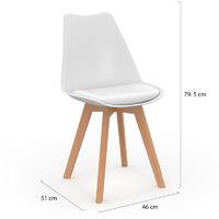 Lot de 4 chaises SARA blanches pour salle à manger design scandinave