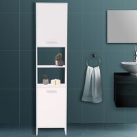 Meuble colonne salle de bain design LEA en bois blanc - Blanc