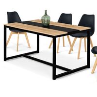 Table à manger DOVER 6 personnes bande centrale noire design industriel 150 cm