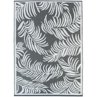 Tapis extérieur COCO tropical gris et blanc 270 x 370 CM