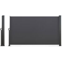 Idmarket – Paravent extérieur rétractable 500 CM – Toile polyester 180g/m² imperméable – Structure en aluminium – Protection anti-UV