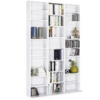 Idmarket – Bibliothèque étagère CD modulable 30 cases – Dimensions 102x24x159 cm – Panneaux de particules blanc – Accueille jusqu'à 960 CD