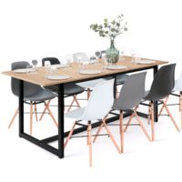 Idmarket – Table à manger extensible rectangle 160-200 cm – 6-10 personnes – Design industriel – Pieds métal et plateau bois – Idéal pour repas conviviaux