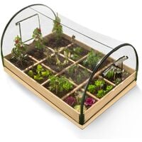 Idmarket – Carré potager en bois 12 compartiments L.115 x l.80 x H.54 cm – Housse de protection PVC amovible – Armature en acier renforcé