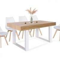 Table à manger PHOENIX 6 personnes bois et blanc 160 cm