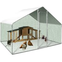 Enclos poulailler IDMARKET - 6 m² parc grillagé - 3x2 M - Acier galvanisé - Naturel