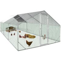 Enclos poulailler IDMARKET - 18 m² parc grillagé - 6x3 M - Acier galvanisé - Naturel