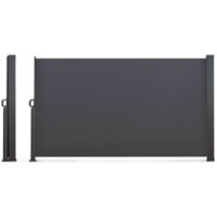 Idmarket – Paravent extérieur rétractable 180 x 500 cm – Toile polyester imperméabilisée – Structure en aluminium – Protection anti-UV