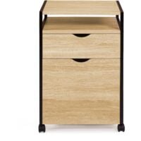 Caisson Bureau Industriel IDMarket Detroit - 2 Tiroirs Avec Support Imprimante 43x40x65cm