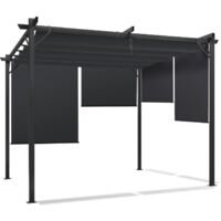 Idmarket – Pergola toit rétractable 3x3m – 4 stores enrouleurs gris anthracite – Structure en acier – Dimensions 290x290cm – Hauteur 220cm