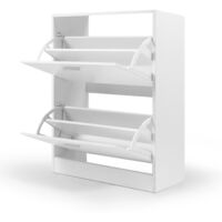 Idmarket – Meuble à chaussures 2 portes blanc – Capacité 12 paires – Dimensions 60x24x80 cm – Panneaux de particules robustes – Design moderne