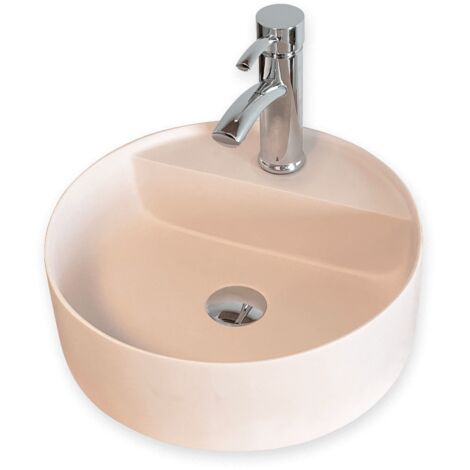 Vasque Semi-Encastrée - 42,5 cm - en Solid surface - Beige Rosé - Aurélie (1/3)