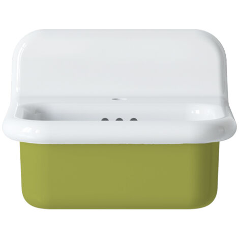 Lavabo rétro en céramique 50 cm - True Colors Lite - Petit format - Vert Acide (1/4)