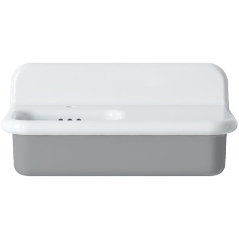 Lavabo rétro asymétrique en céramique 80 cm - True Colors Lite - Gris Clair (1/4)