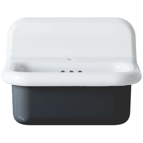 Lavabo rétro en céramique 50 cm - True Colors Lite - Petit format - Gris Foncé Brillant (1/4)