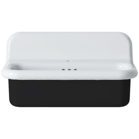 Lavabo rétro en céramique 70 cm - True Colors Lite - Moyen format - Noir Mat (1/2)