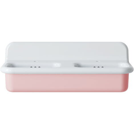 Lavabo rétro double en céramique 102 cm - True Colors Lite - Rose Pastel (1/3)