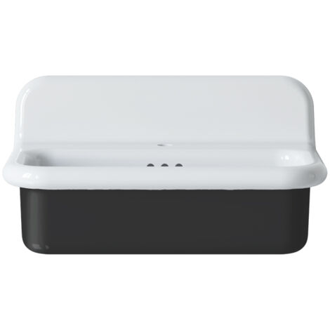 Lavabo rétro en céramique 70 cm - True Colors Lite - Moyen format - Noir Brillant (1/2)
