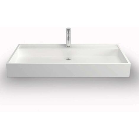 Daonanba Lavabo rectangulaire Lavabo-Vasque Practcail avec Trou de Robinet Noir