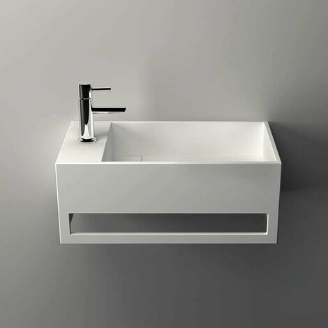 Lave-mains suspendu, vasque rectangulaire en Solid surface - Mona G