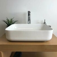 Vasque à poser rectangulaire en céramique 50 cm - Flora - Blanc