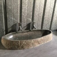 Vasque à poser en pierre de rivière 90/100 cm, Galéo XXL