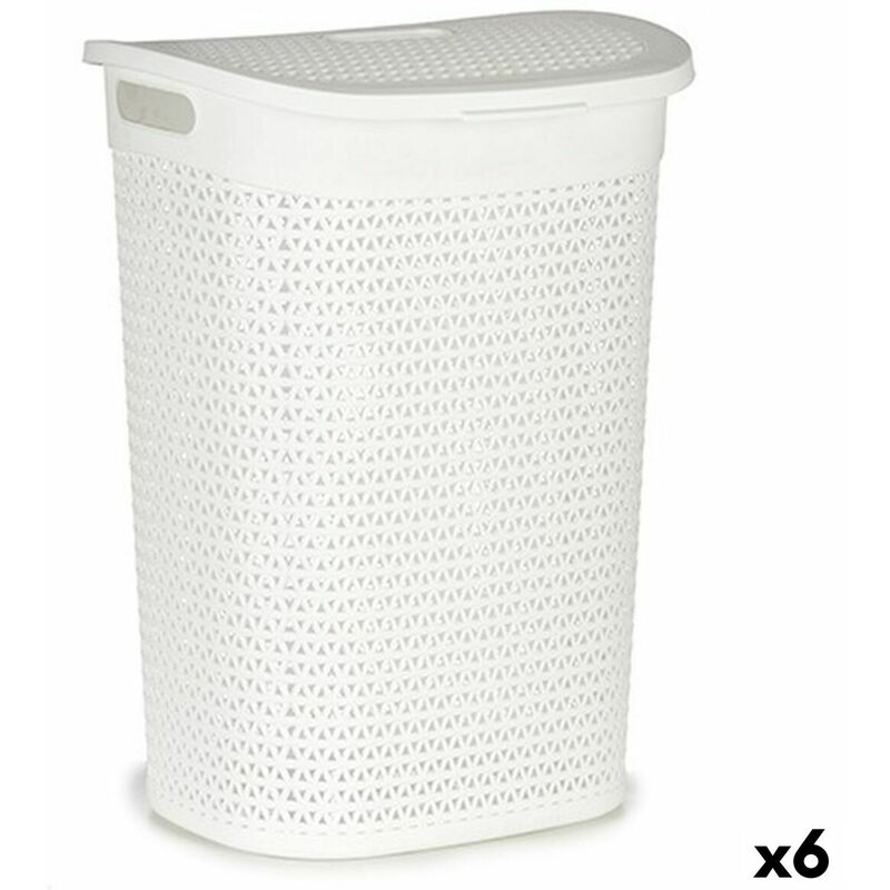 Cesto per i Panni Bianco Plastica 60 L 43,5 x 57,5 x 34 cm (6 Unità)