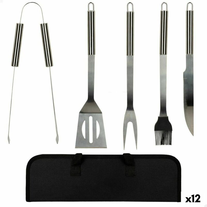 Utensili per barbecue Aktive 7,5 x 35 x 1,9 cm Acciaio inossidabile Silicone  12 Unità (5 Pezzi)