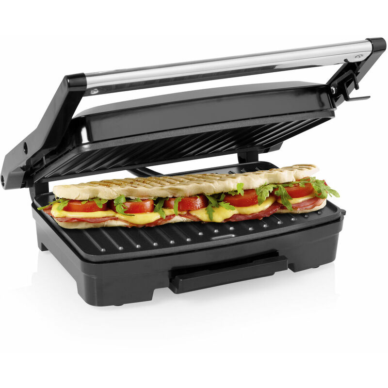 Mini Bistecchiera Grill 1000W Coperchio Basculante Apertura 180 Gradi