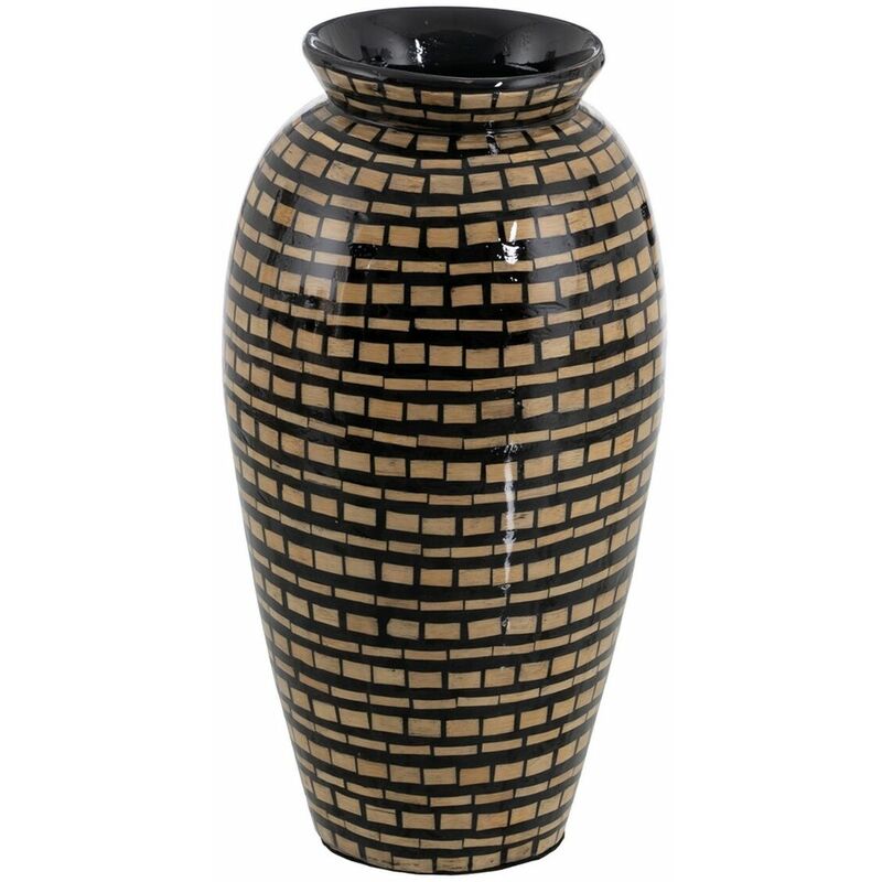 Vaso Nero Beige Bambù 21 x 21 x 40 cm