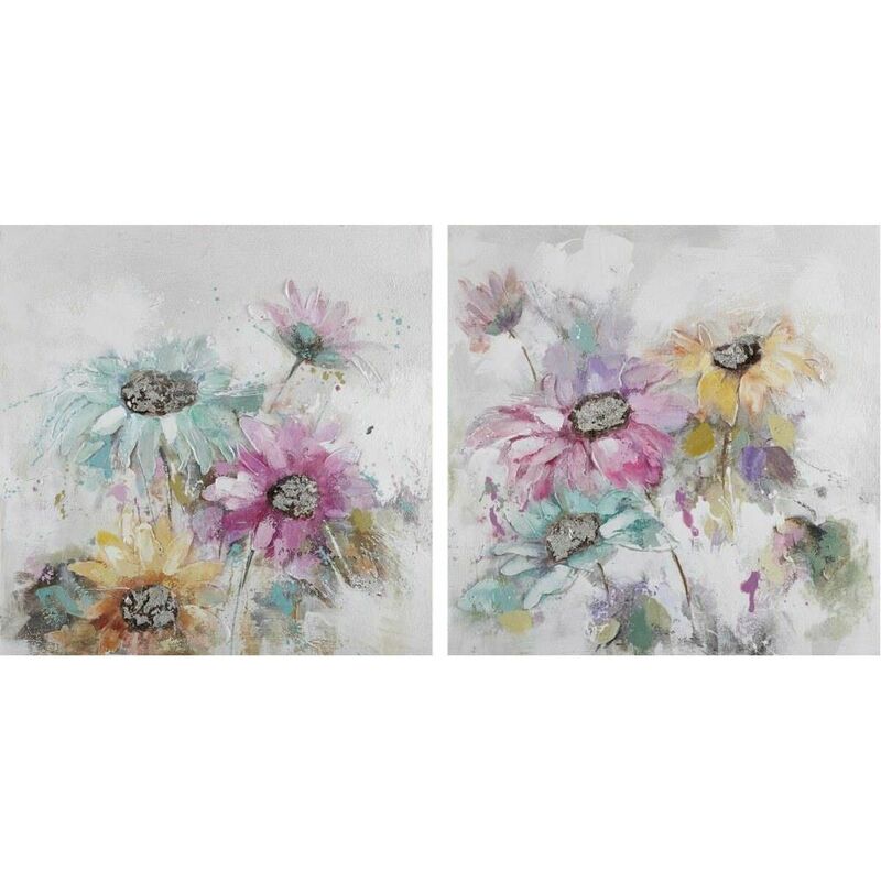 QUADRO DKD HOME Decor Fiori 60 x 3 x 150 cm Shabby Chic (3 Pezzi