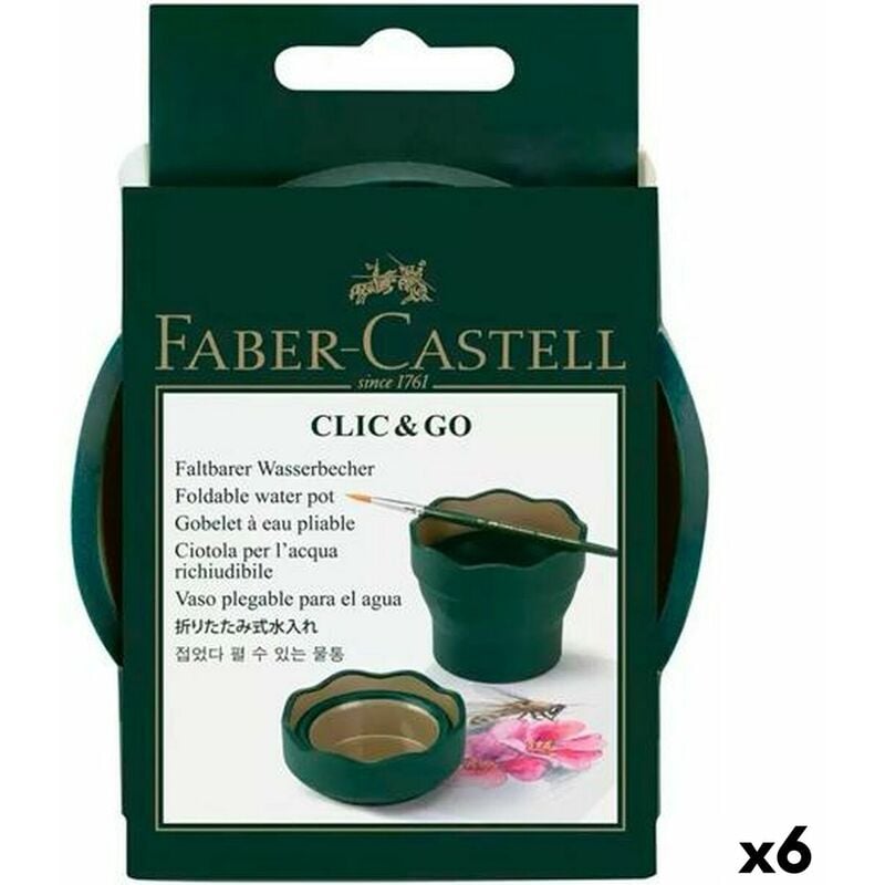 Bicchiere Faber-Castell Clic & Go Pieghevole Verde scuro (6 Unità)