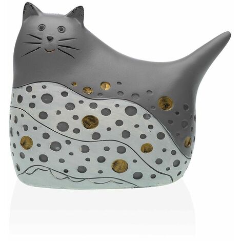 Statua Decorativa Versa Grigio Gatto 9,5 x 14 x 17 cm