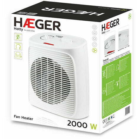 Termoventilatore 2000W Termostato Regolabile Portatile HAEGER CALDO BAGNO  STUFA