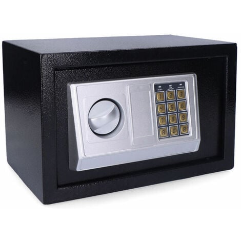 3x Cassaforte Mobile con Chiave, Serratura Doppia, a Parete o a Pavimento,  Mini Safe,HLP 17x23x17, Nero