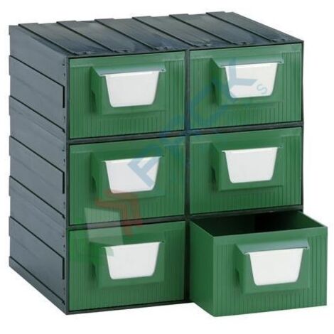 Cassettiera modulare "E" con 6 cassetti - Verde - Mobil Plastic