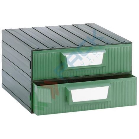 Cassettiera modulare "G" con 2 cassetti - Verde - Mobil Plastic