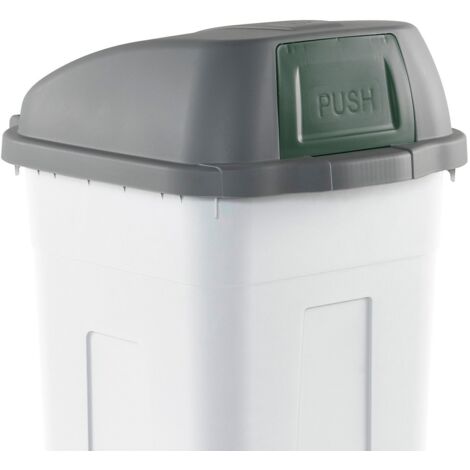 Bidone raccolta differenziata 100 litri con ruote - Fondo grigio e Coperchio a campana con sportello basculante verde - Mobil Plastic