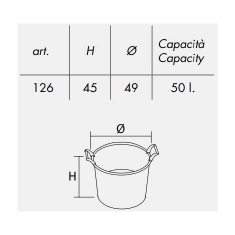 Vaso Mastello con manici 30 - 35 - 45 - 50 - 70 - 90 110 mastellone -  tinozza