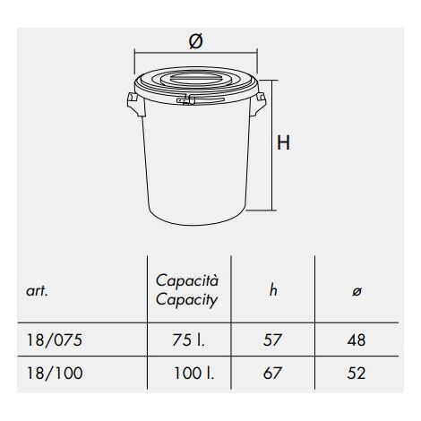 BIDONE CARRELLATO MOBILPLASTIC 120 l BIANCO CON COPERCHIO