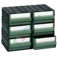 Cassettiera modulare "C" con 6 cassetti - Verde - Mobil Plastic