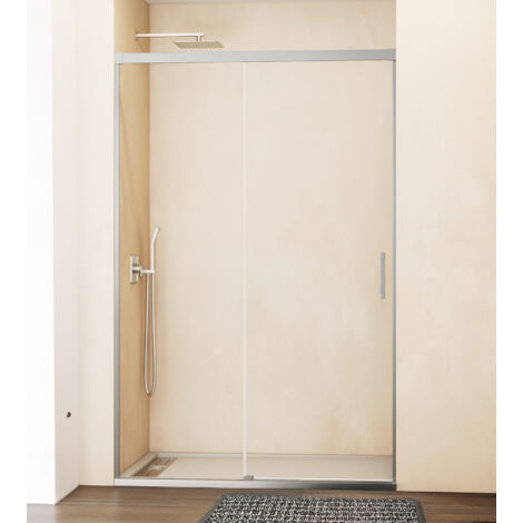 MAMPARA DE DUCHA FIJO + CORREDERA 125-130 cm. MODELO: BASICA NÍQUEL (1/5)