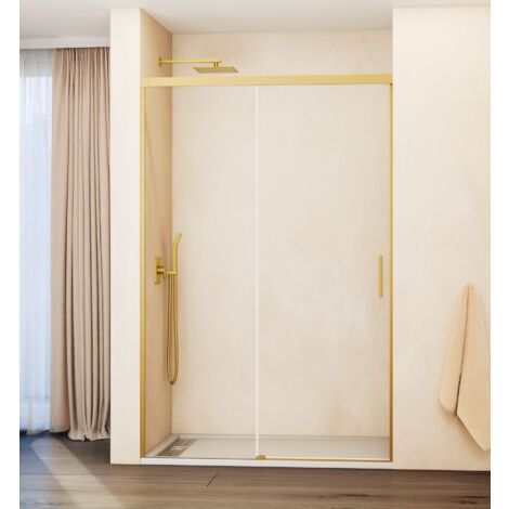 MAMPARA DE DUCHA FIJO + CORREDERA 170-175 cm. MODELO: BASICA ORO