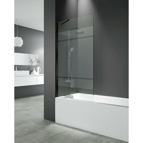 Mampara Panel de bañera SCREEN NEGRO fijo 8 mm 150x85 Decorado: Frost Plus