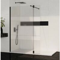 Mampara SCREEN BLACK cristales fijos + abatible con bisagras Cristal: Frost, Medida total de los cristales: 113 cm Fijo de 78 + Abatible de 35 + brazo sujecion